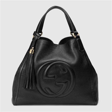 gucci ledertasche schwarz|Gucci shoulder bag.